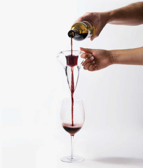 Red Wine Pouring Through Aerator into Glass Classic